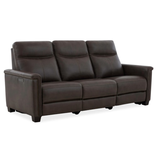 Transitional Power Recliner Sofa with Power Headrest and Lumbar