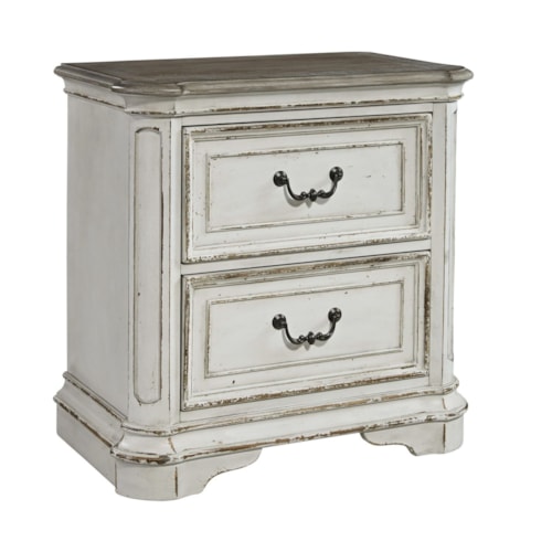 Traditional 2-Drawer Nightstand with Felt-Lined Top Drawer