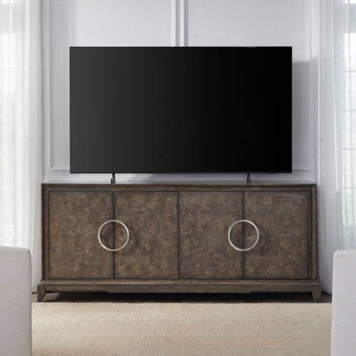 Contemporary 4-Door Accent Cabinet w/Circular Hardware