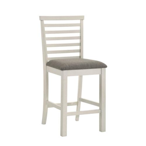 Transitional Upholstered Ladder Back Counter Chair with Nylon Chair Glides