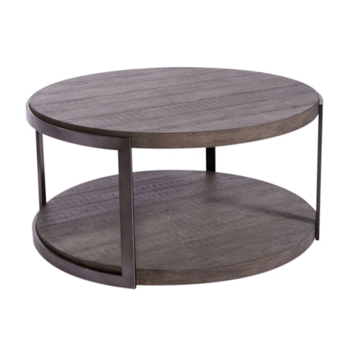 Contemporary Round Cocktail Table with Open Shelf