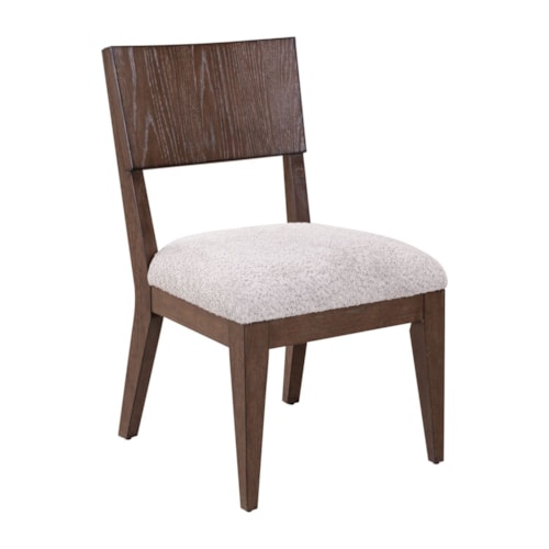 Contemporary Panel Back Side Chair with Upholstered Seat