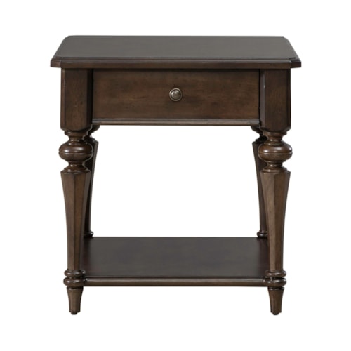 Transitional Single Drawer End Table with Open Shelf