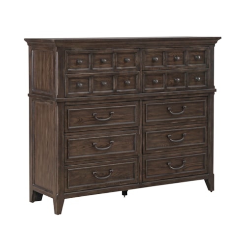 Traditional 10-Drawer Chesser with Felt-Lined Top Drawers