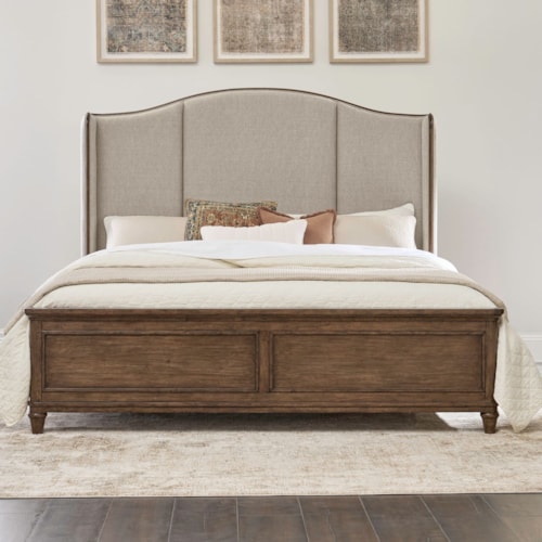 Traditional Upholstered Queen Shelter Bed