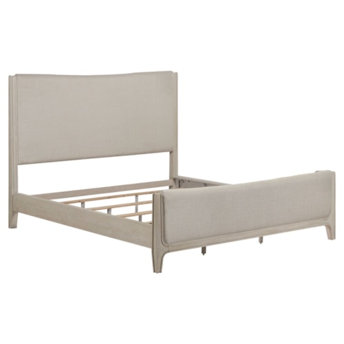 Transitional Upholstered King Panel Bed