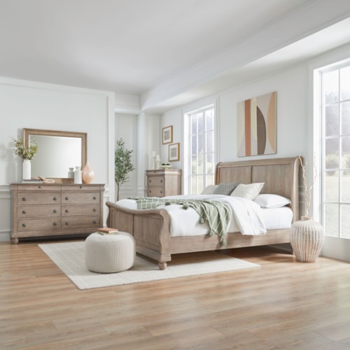 Rustic 4-Piece King Sleigh Bedroom Set