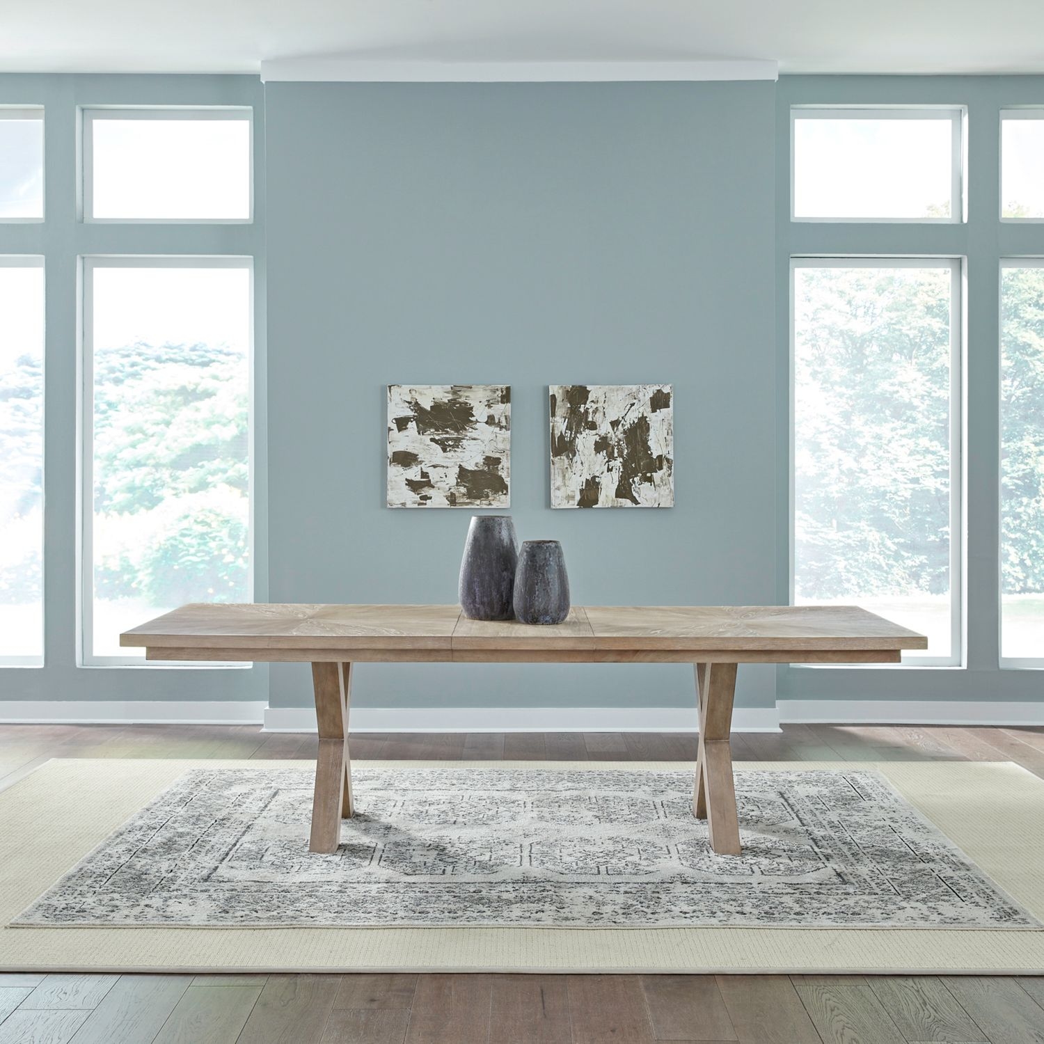 Double-Pedestal Dining Table w/18" Leaf