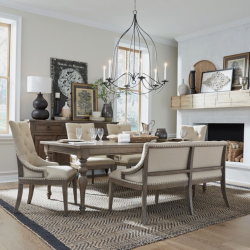 6-Piece Transitional Dining Set with Leaf Insert