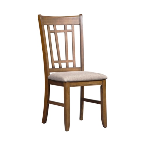 Mission Lattice Back Side Chair with Upholstered Seat
