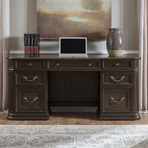 Traditional 6-Drawer Jr Executive Credenza with Locking File Drawers