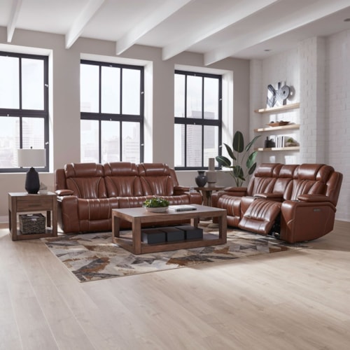 Contemporary 2-pc. Power Reclining Sofa & Loveseat Set w/Hidden BT Speakers