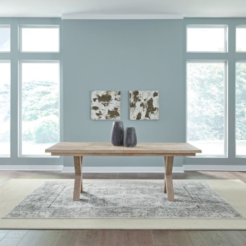 Contemporary Double-Pedestal Dining Table w/Self-Storing Leaf