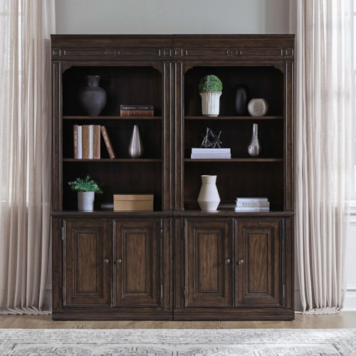 Traditional 2-Piece Bunching Bookcase with Adjustable Shelves