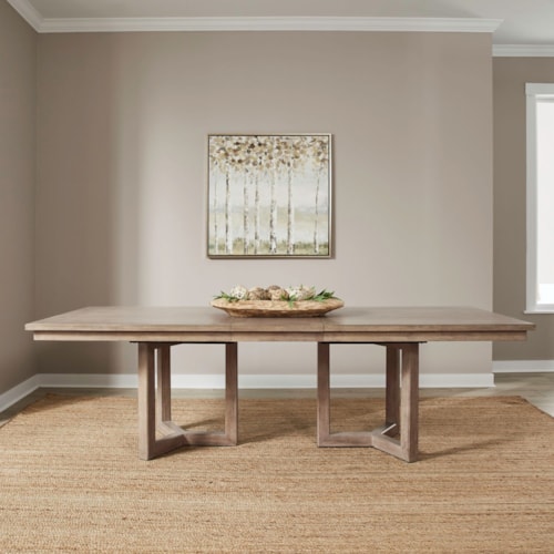 Transitional Double Pedestal Dining Table