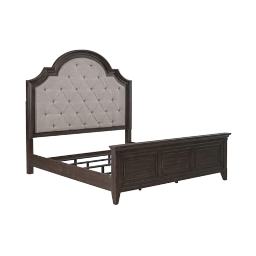 Traditional King Upholstered Bed with Button Tufting