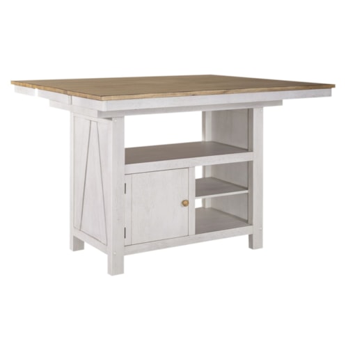 Farmhouse Two-Toned Kitchen Island with Butterfly Leaf