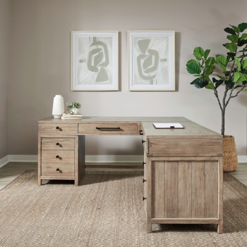 Transitional 2-Piece L-Shaped Desk Set