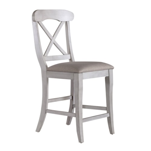 Farmhouse Upholstered Counter Chair with Open X Back