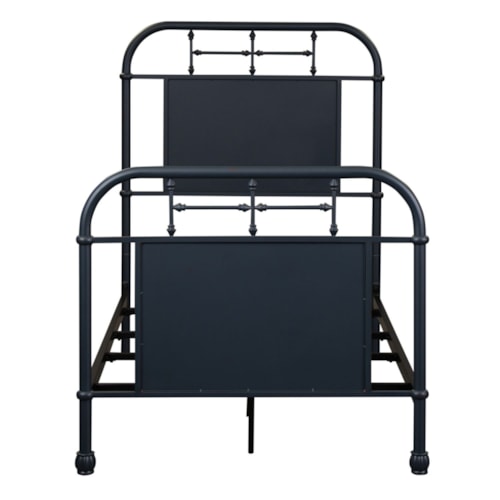 Industrial Twin Metal Bed with Turned Spindles