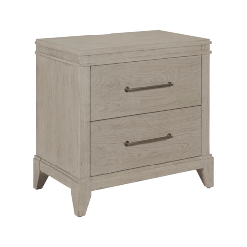 Transitional 2-Drawer Nightstand with Charging Station