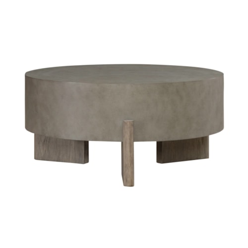 Contemporary Faux Concrete Round Cocktail Table