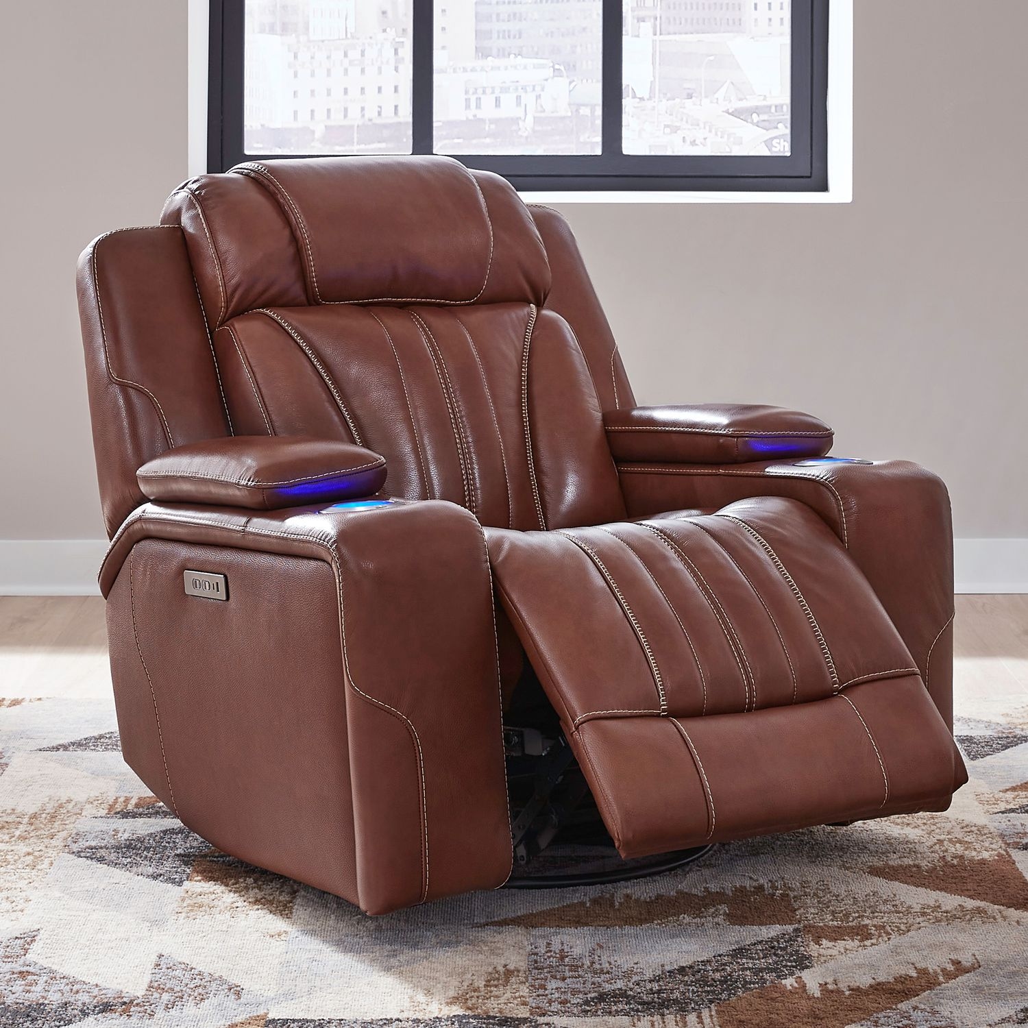Liberty Furniture Caswell Swivel Glider Pwr Recliner w/LED Cupholders