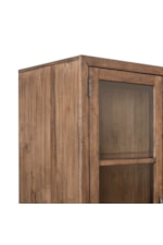 Display case features picture frame molding. 