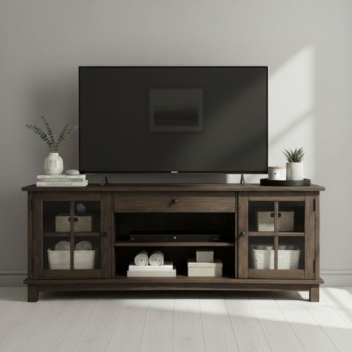 Relaxed Contemporary 82-inch TV Console with Adjustable Shelving