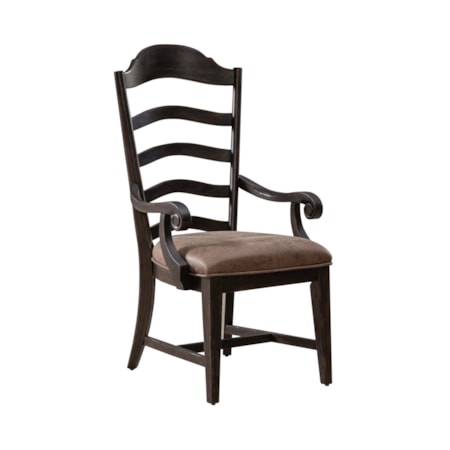 Upholstered Ladder-Back Arm Chair