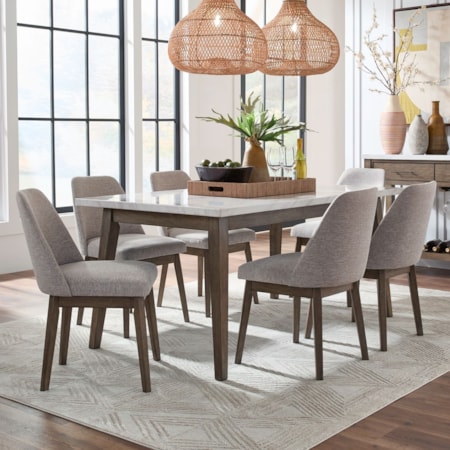 7-pc. Rectangular Dining Set w/Uph. Chairs