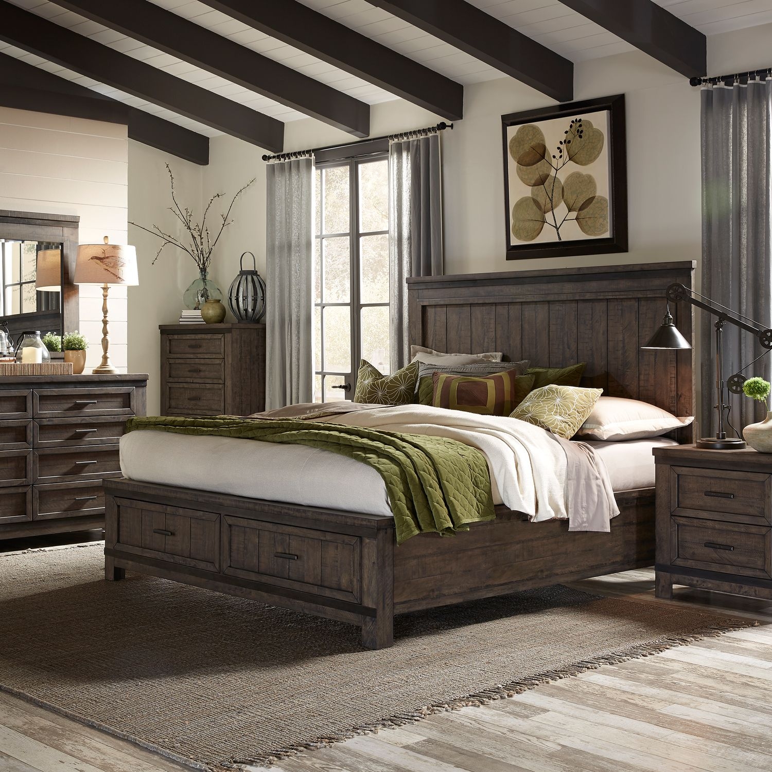 Liberty Furniture Thornwood Hills 4-Piece Two Sided Storage Queen Bed Set