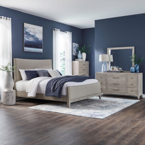 Transitional 4-Piece King Upholstered Bedroom Set