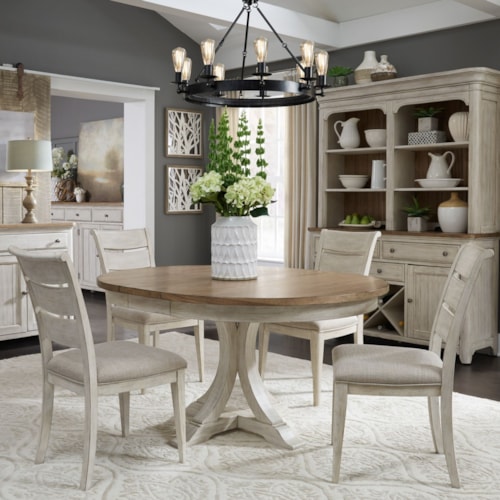 Farmhouse 5-Piece Pedestal Table Set
