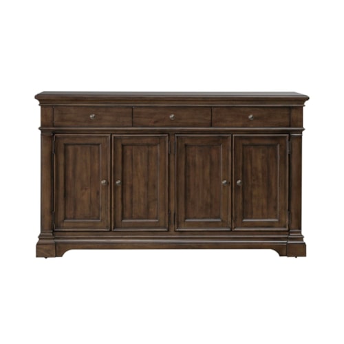 Transitional 4-Door Buffet with Felt-lined Silverware Drawer