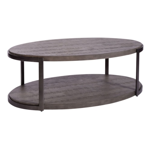 Contemporary Oval Cocktail Table with Open Shelf