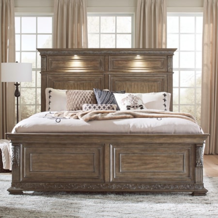 California King Panel Bed with LED Lights