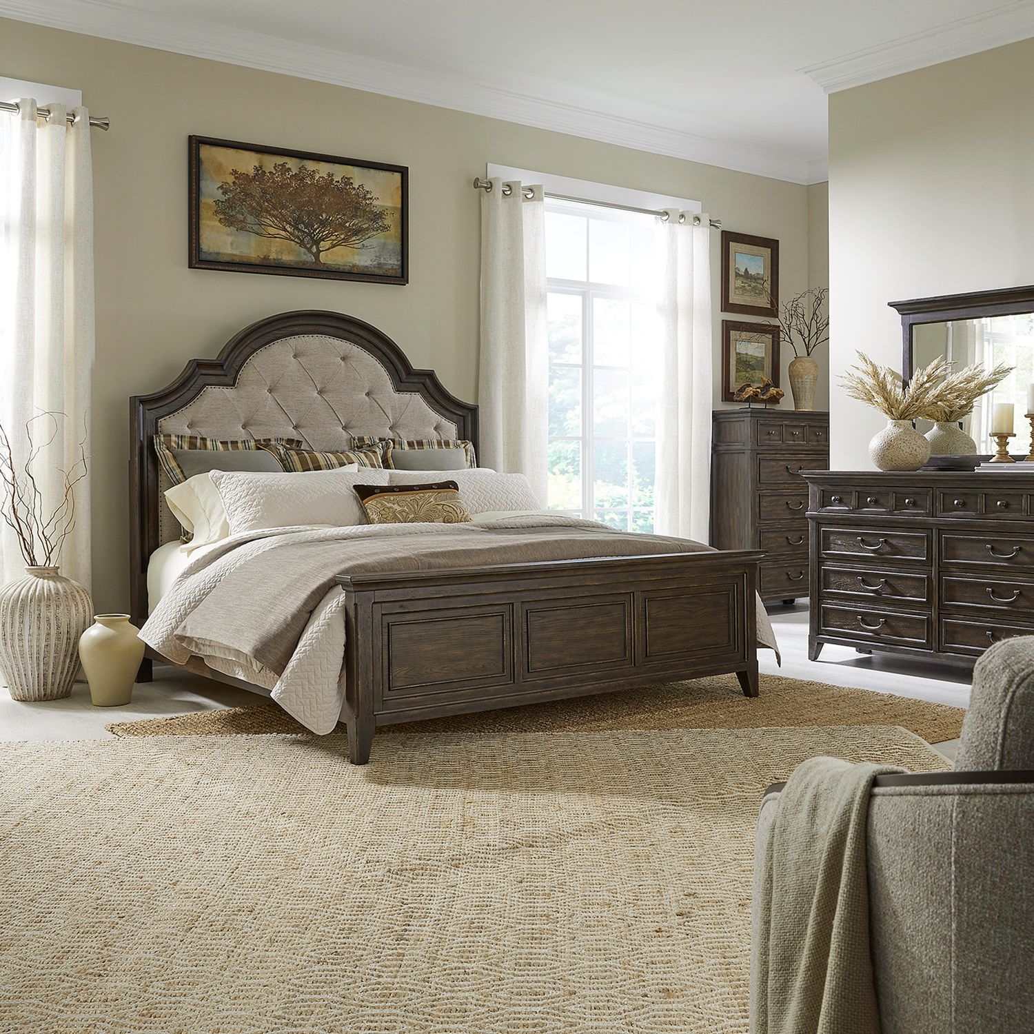 4-Piece Upholstered Cal King Bed Set