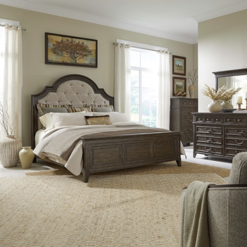 Traditional 4-Piece Upholstered Cal King Bed Set