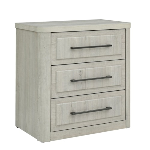 Transitional 3-Drawer Nightstand with Charging Station