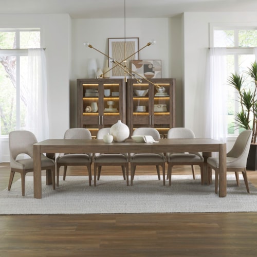 Contemporary 7-Piece Dining Set with Upholstered Chairs