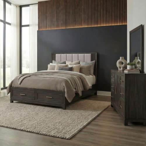 Contemporary 3-pc. Queen Storage Bedroom Set with Dresser & Mirror