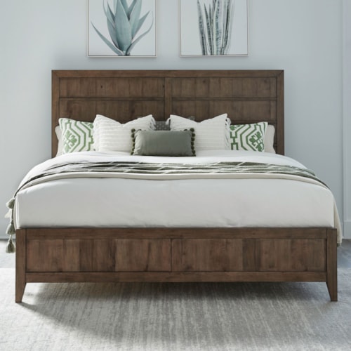 Transitional California King Panel Bed with Low Profile Footboard