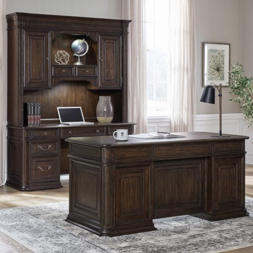 Traditional 5-Piece Executive Office Set with Locking Storage Drawers