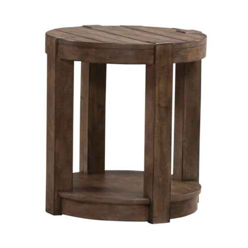 Transitional Round Chairside Table with Bottom Shelf