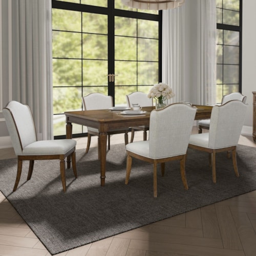 Traditional 7-pc. Rectangular Dining Table Set with 18" Self-Storing Leaf