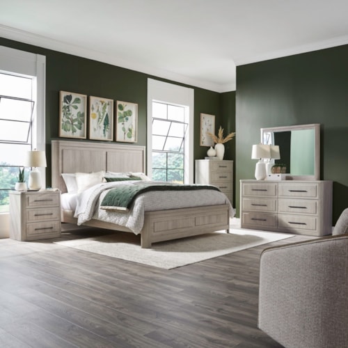 Transitional 5-Piece Queen Panel Bedroom Set