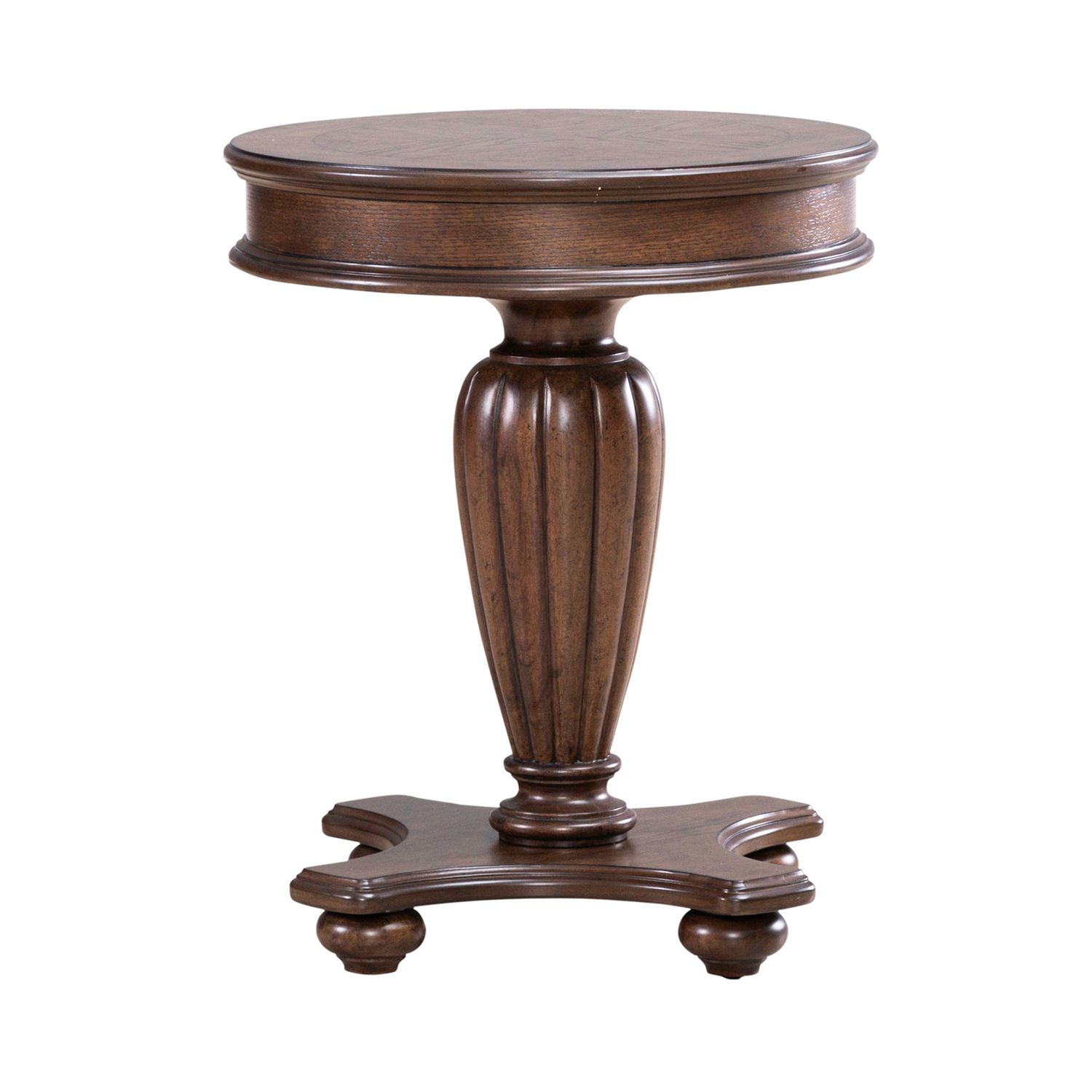 20" Round End Table with Reeded Pedestal