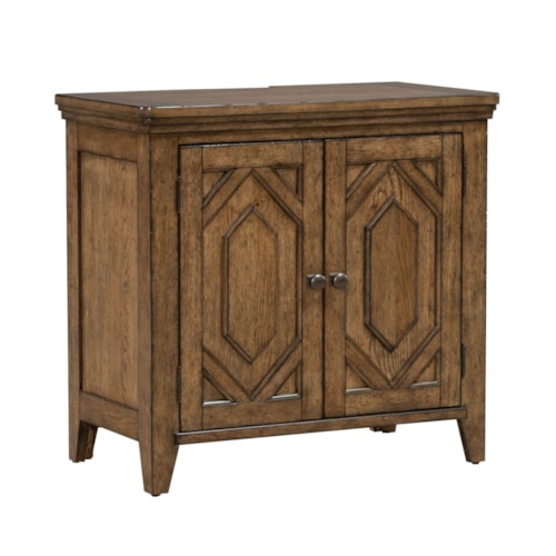 Transitional 2-Door Bedside Chest with Charging Station