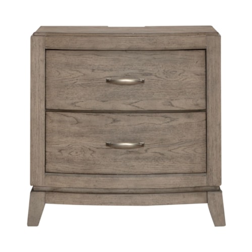 Transitional 2-Drawer Nightstand with Built-in Charging Station